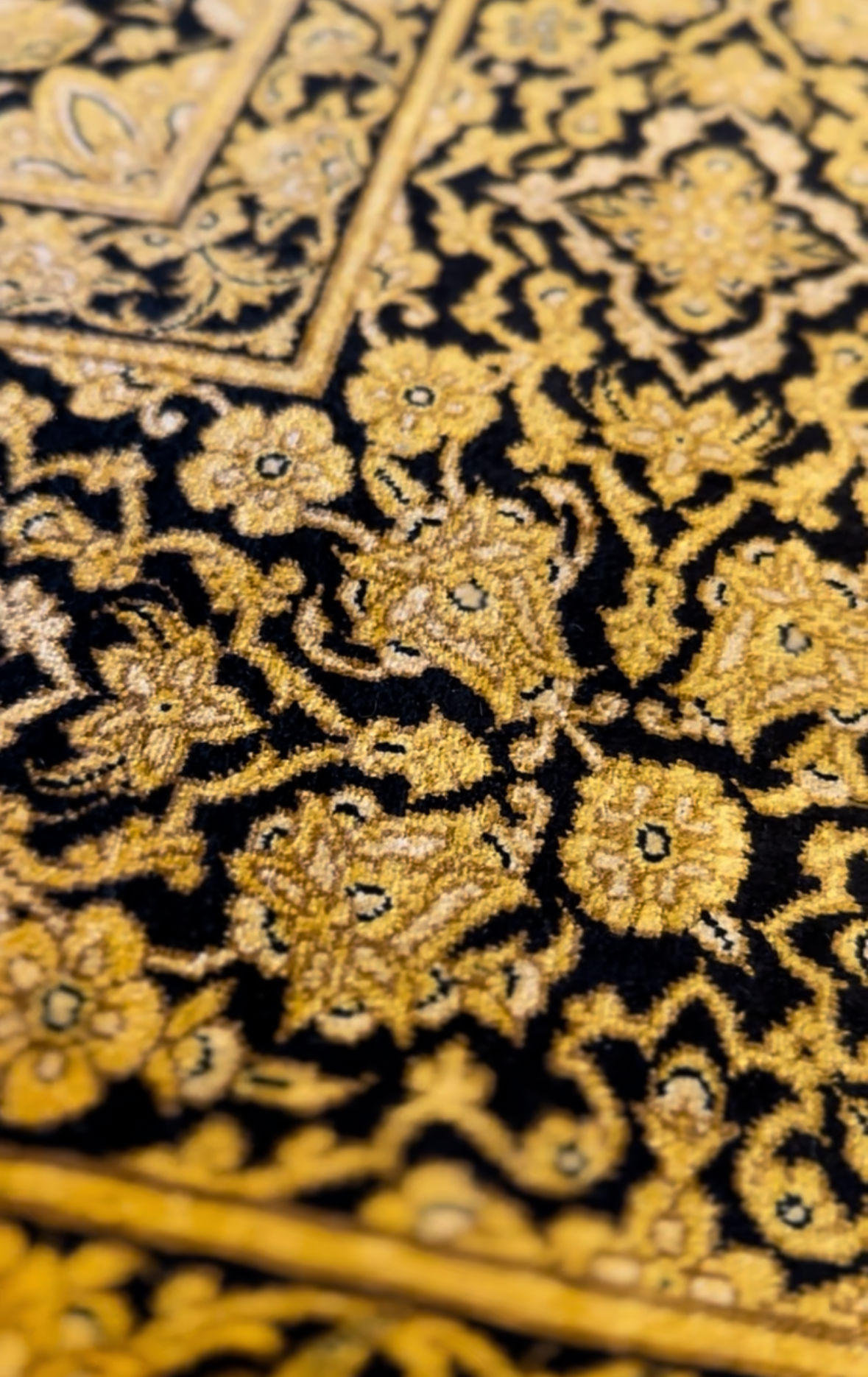 Persian Qom Silk Rug (Black and Gold) *4x8