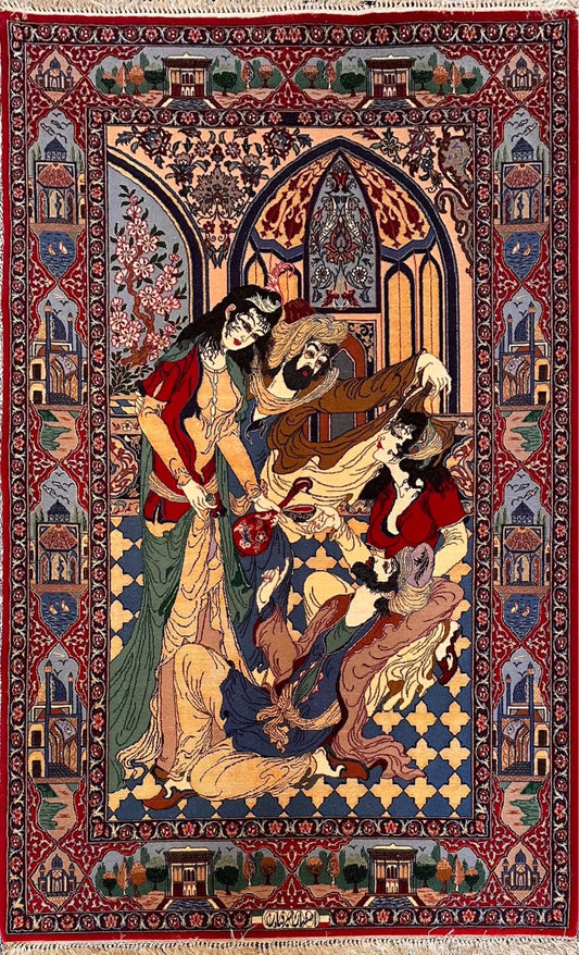 Persian Isfahan Designer piece #33 3.5 x 5 ft