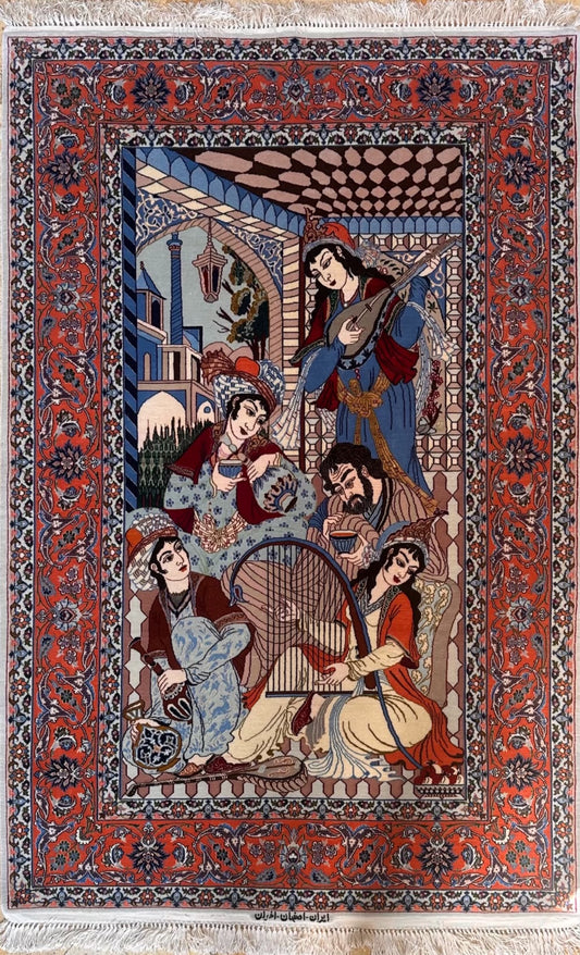 Persian Isfahan Designer piece #33 3.5 x 5 ft