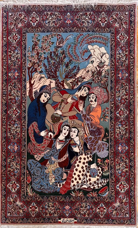 Persian Isfahan Designer piece #35 3.5 x 5 ft